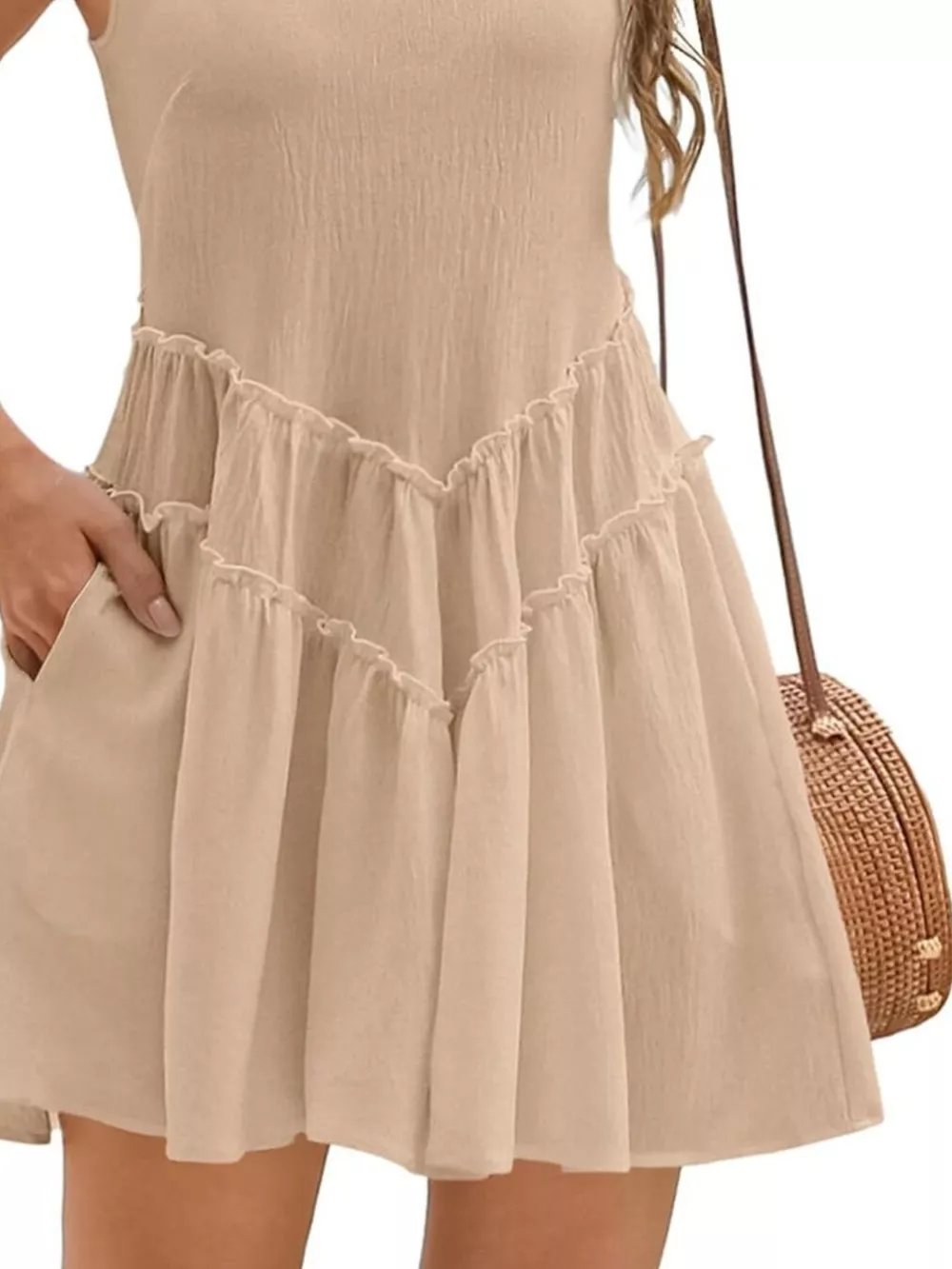 Round Neck Sleeveless Mini Dress, image 5