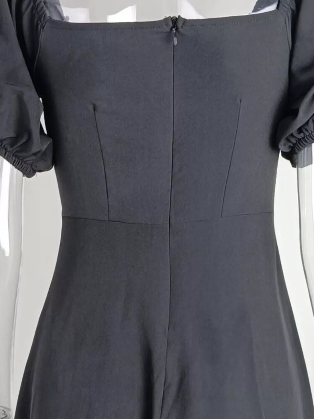 Puff Sleeve Tie Front Slit Midi Dress, image 11