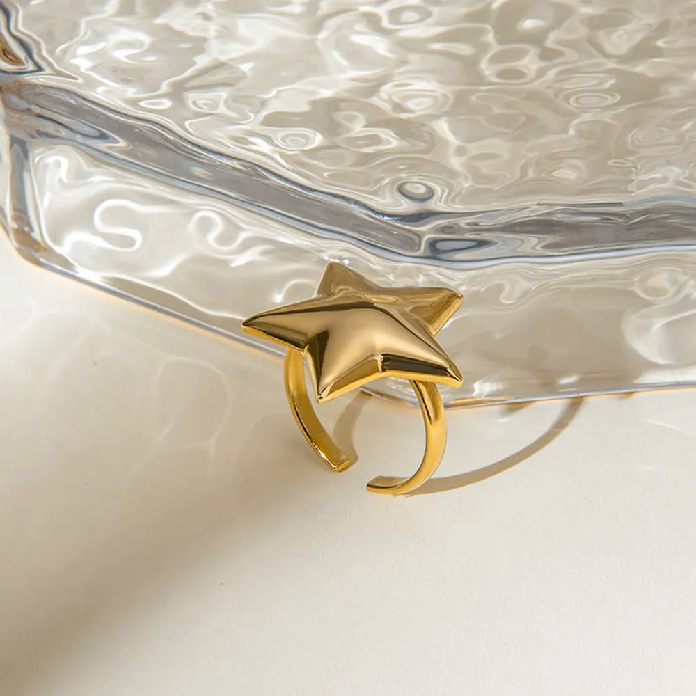 18K Gold-Plated Stainless Steel Star Ring, image 5