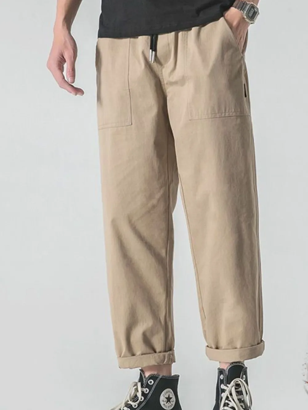 Men's Plus Size Drawstring Wide Leg Pants