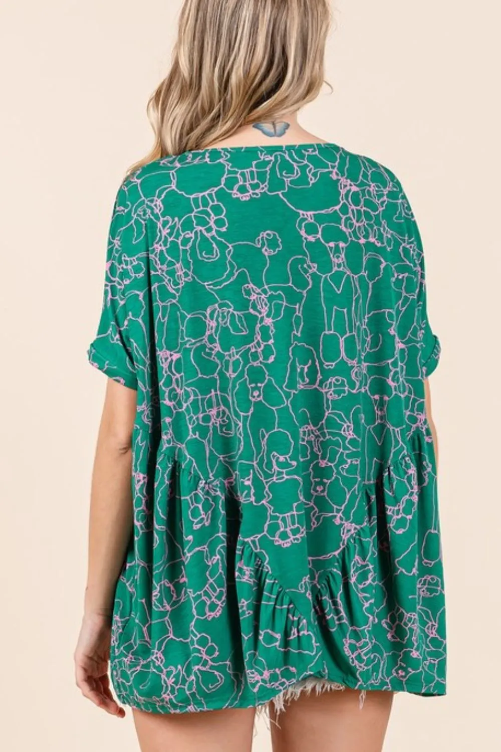 Abstract Print Round Neck Short Sleeve Top, image 2