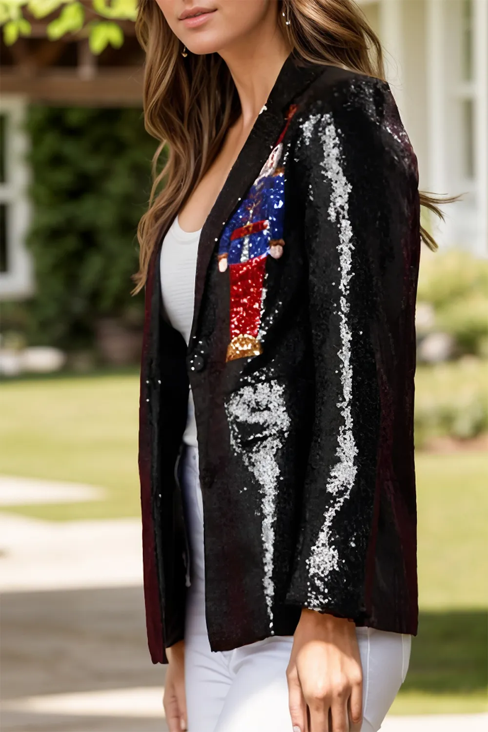 Sequin Nutcracker Long Sleeve Blazer, image 2