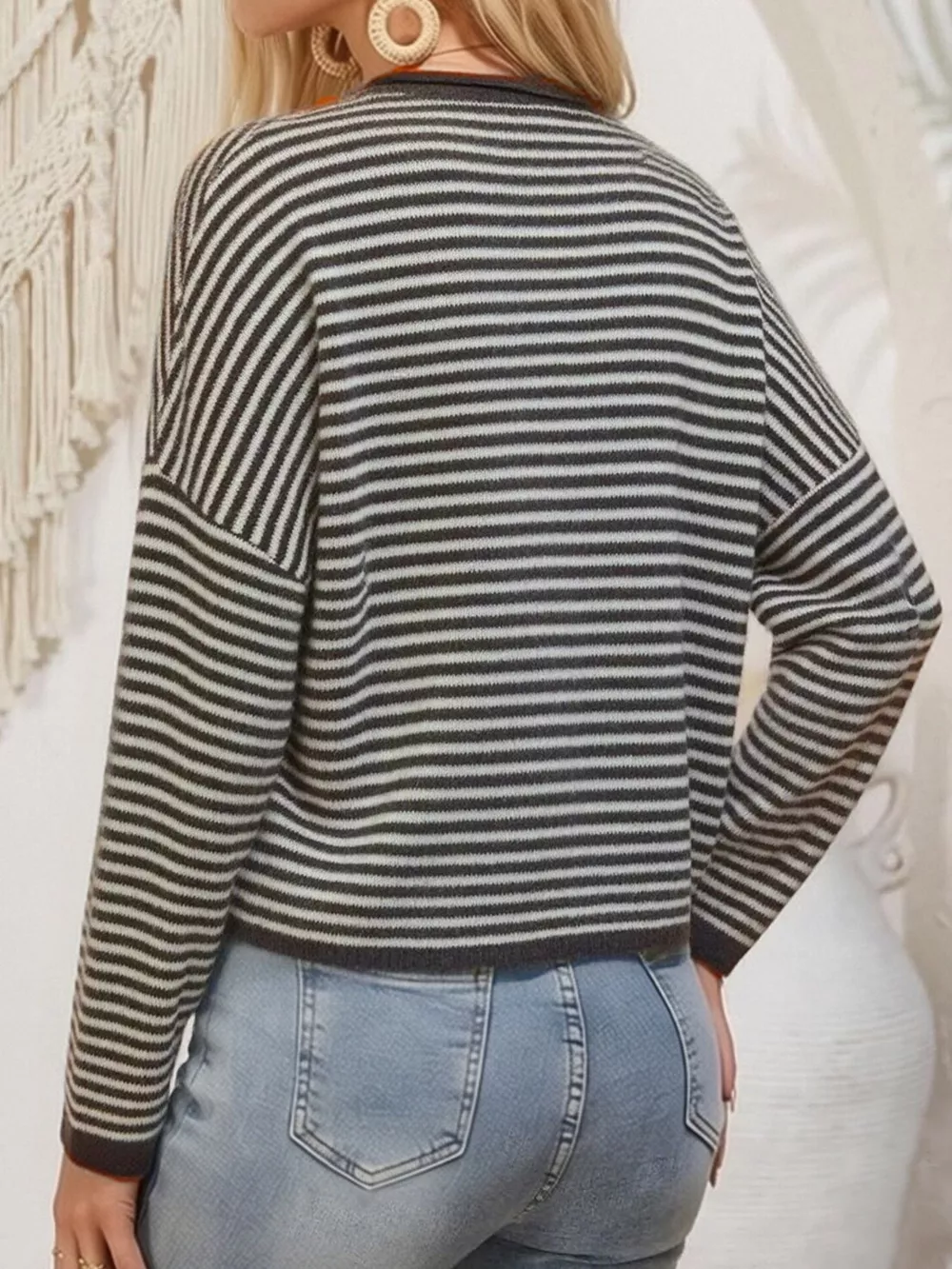 Button-Down Striped Knit Cardigan, image 8