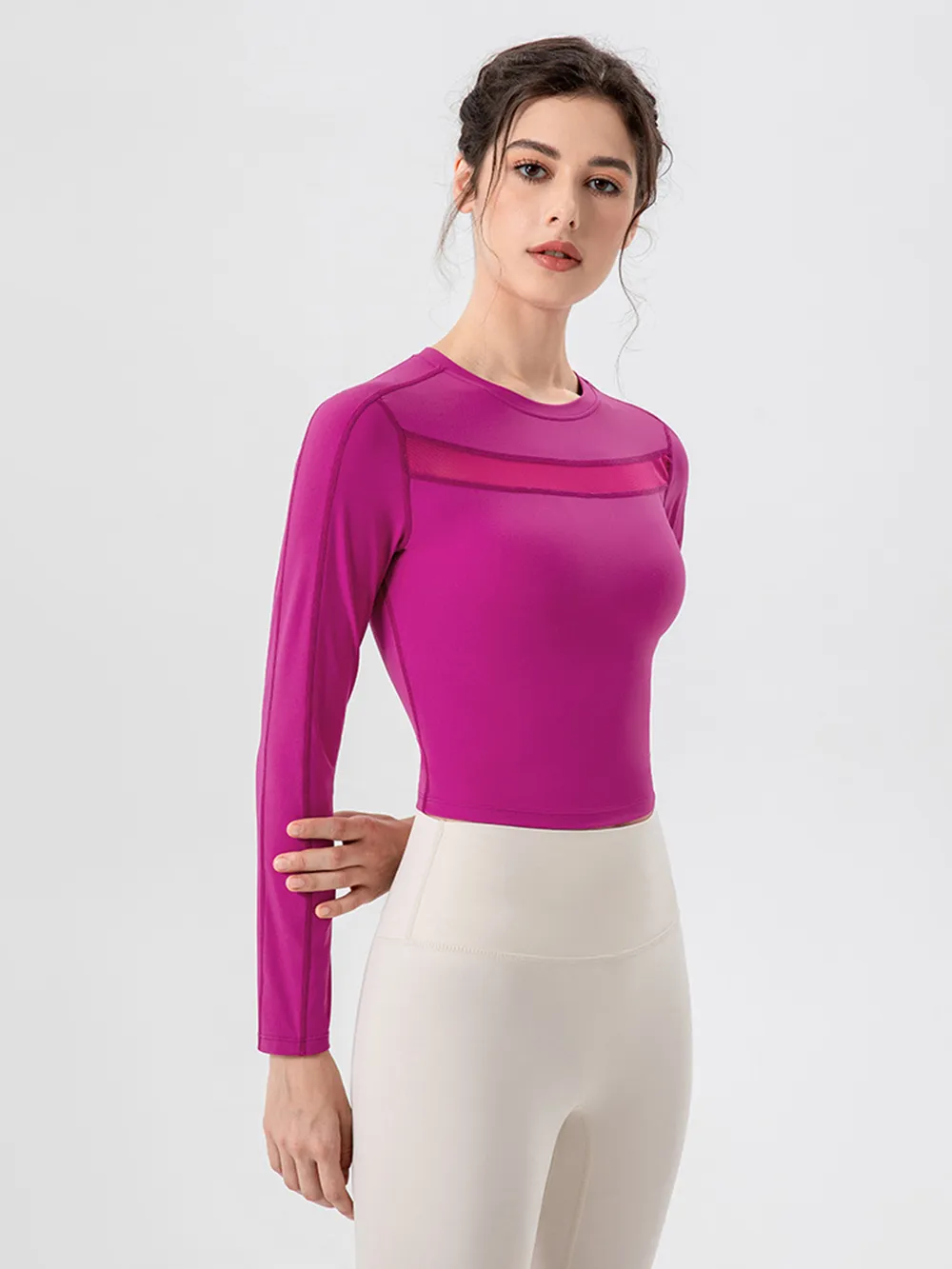 Round Neck Long Sleeve Active T-Shirt, image 2