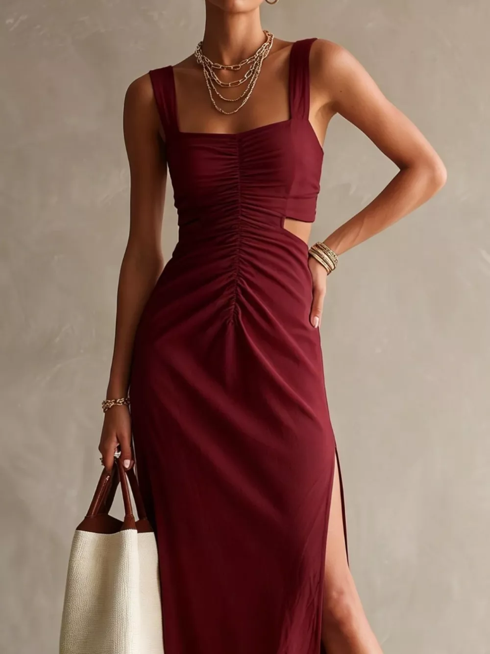 Ruched Cut-Out Midi Dress, image 10