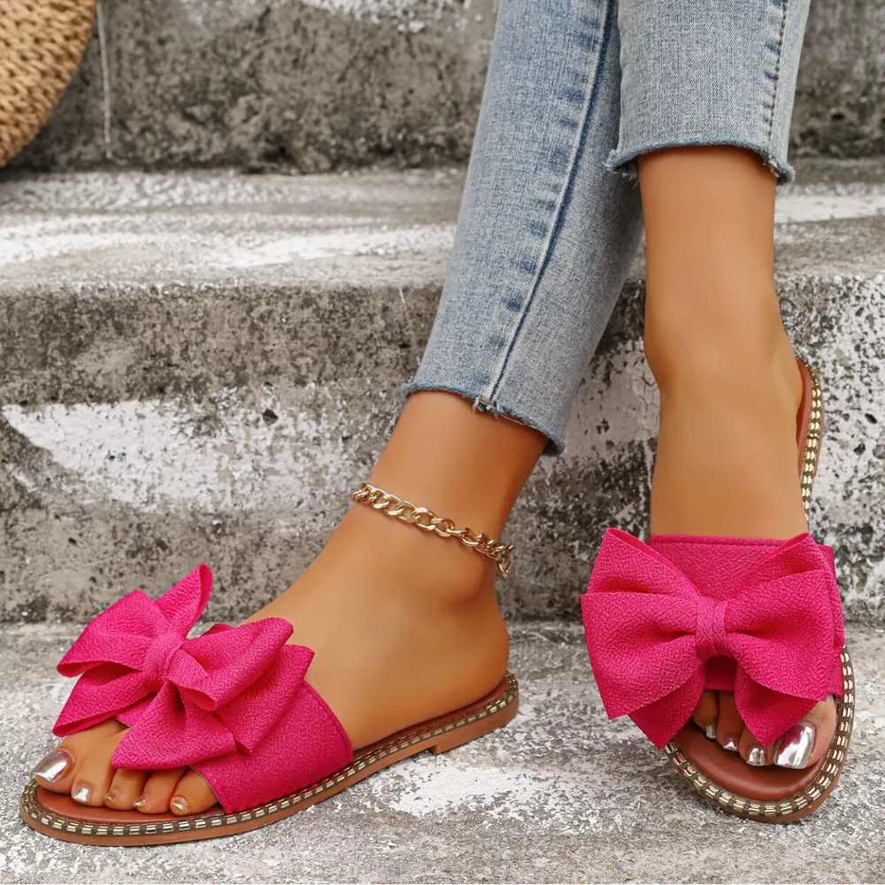Bowknot Embellished Flat Sandals, image 3