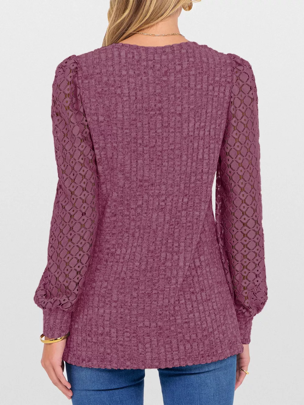 Lace Sleeve V-Neck T-Shirt, image 32
