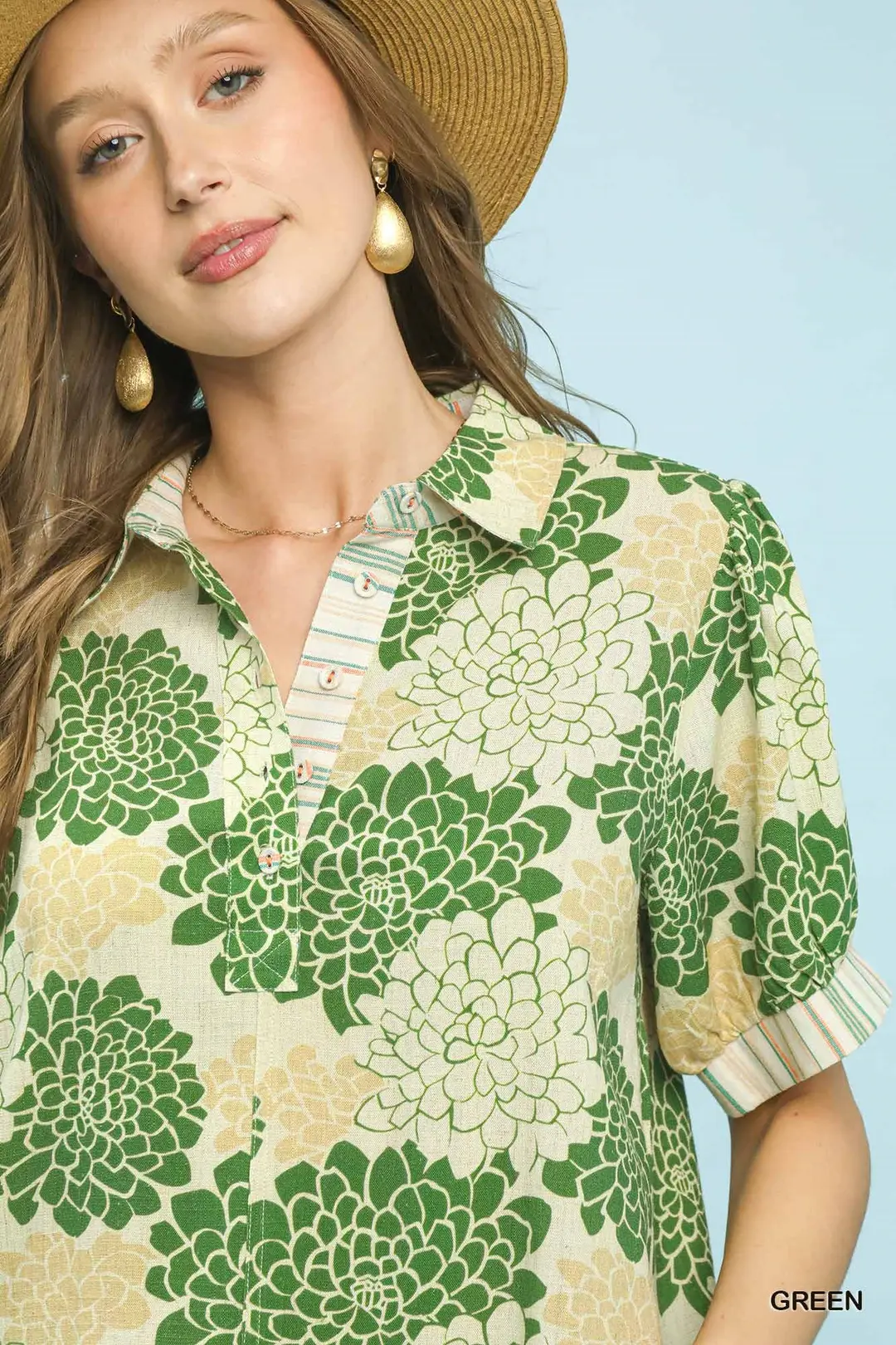 Floral Collared Short Sleeve Blouse, image 2