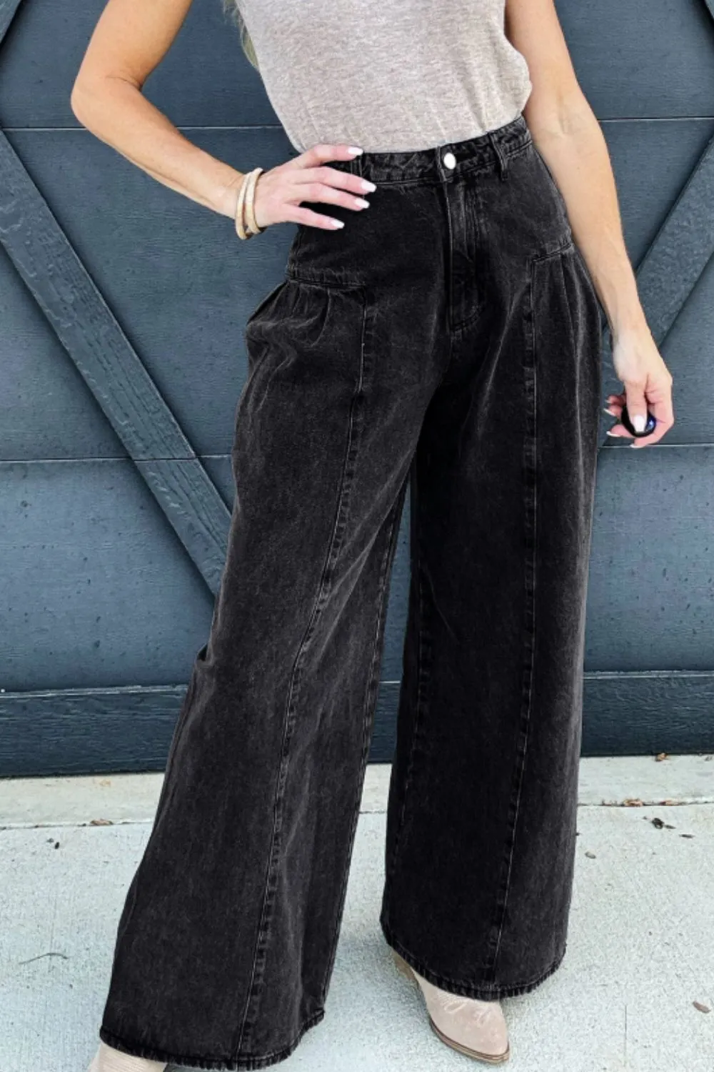 High Rise Wide Leg Jeans with Pockets, image 2