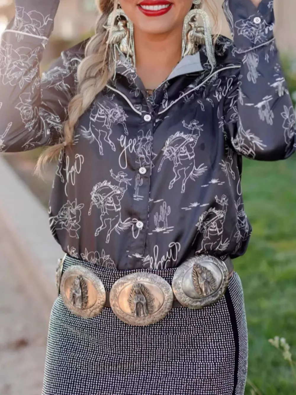 Printed Button Up Long Sleeve Shirt, image 11