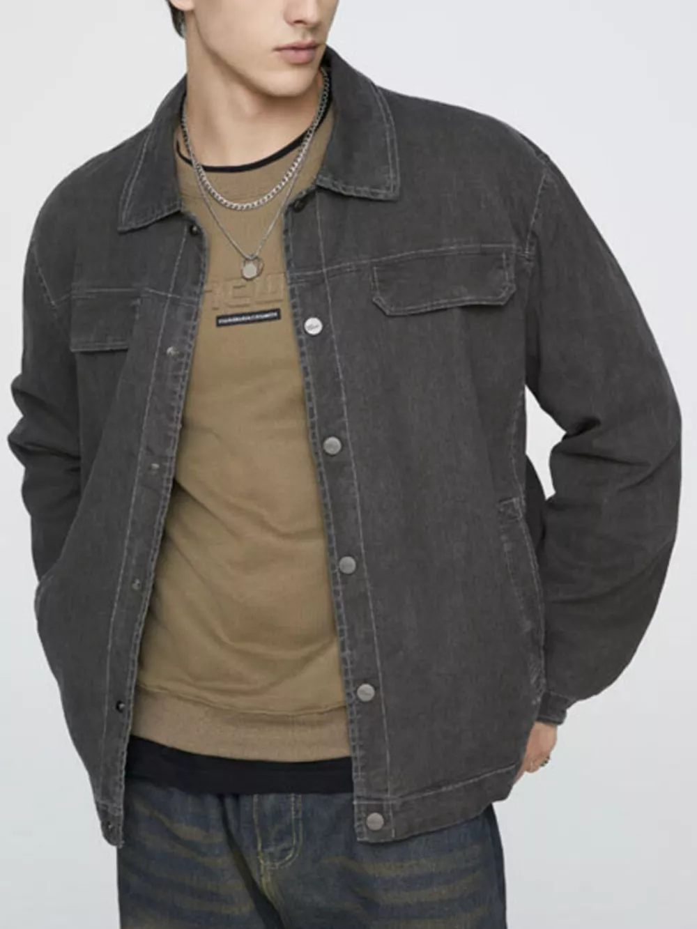Men's Plus Size Button Up Long Sleeve Jacket, image 6