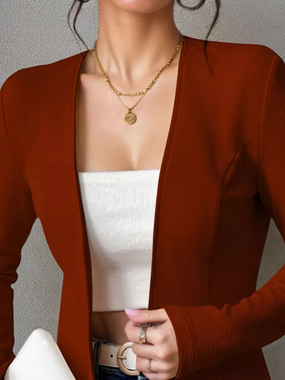 One Button Long Sleeve Blazer, image 2