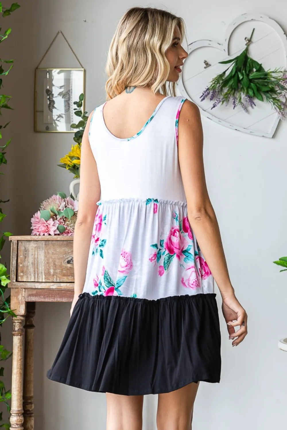 Full Size Scoop Neck Frill Tiered Dress, image 2