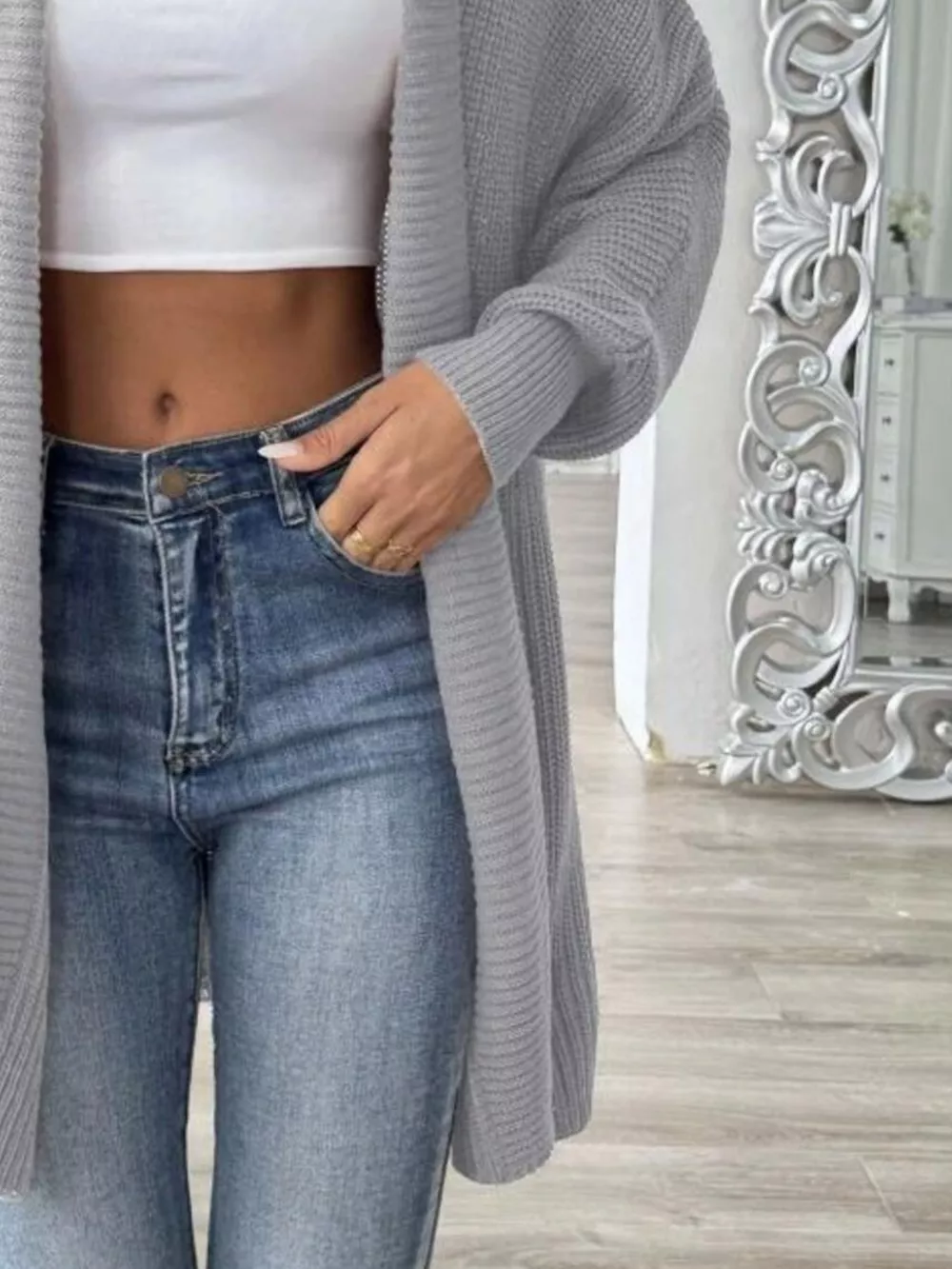 Full Size Open Front Long Sleeve Cardigan Plus Size, image 6