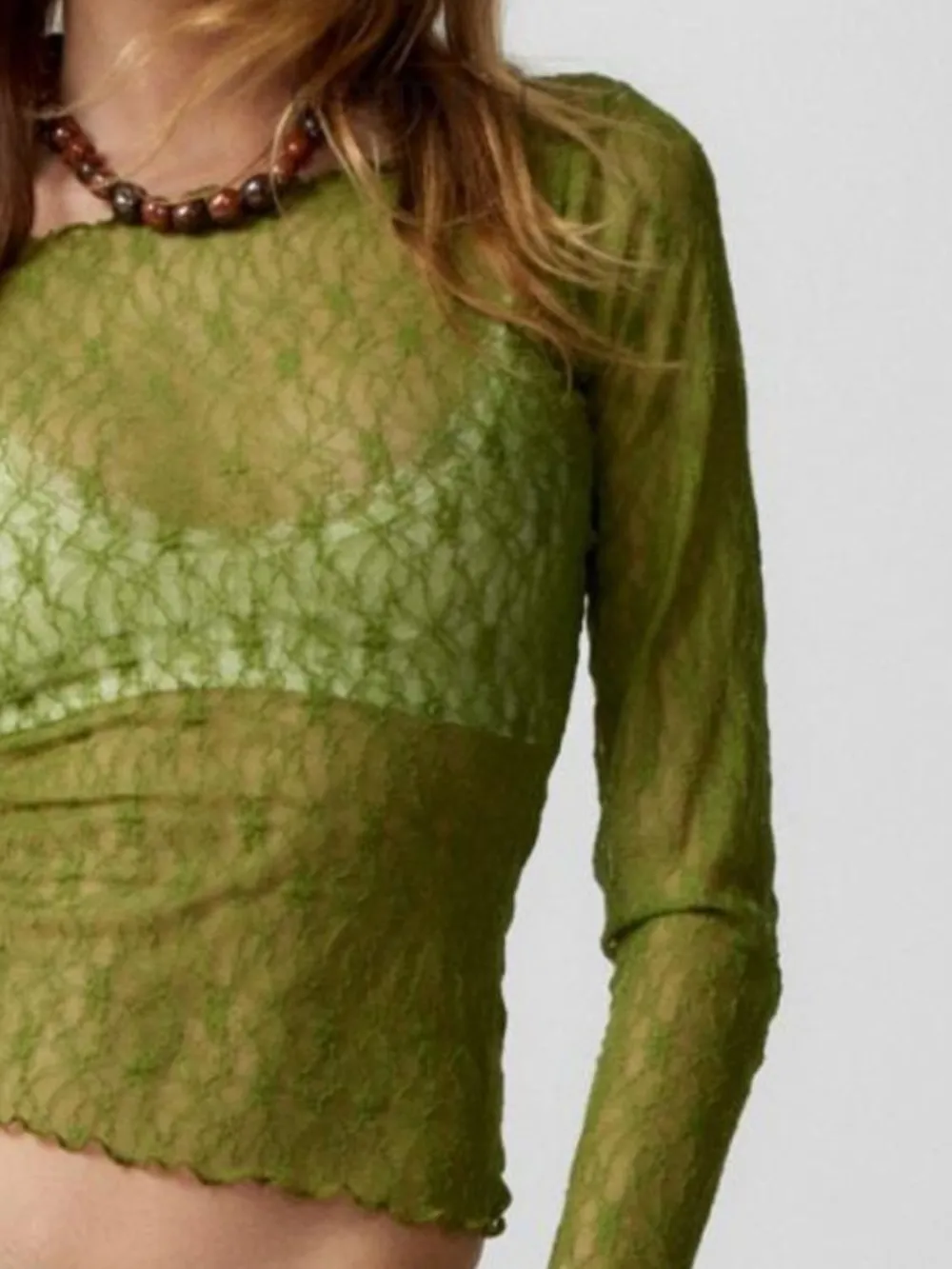 Lace Boat Neck Long Sleeve Blouse, image 3