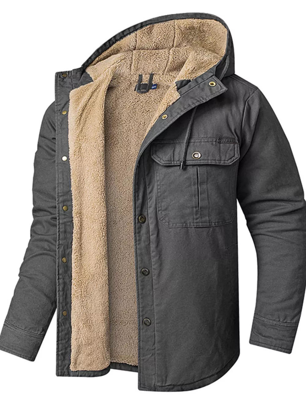 Men's Sherpa Lined Hooded Jacket, image 3