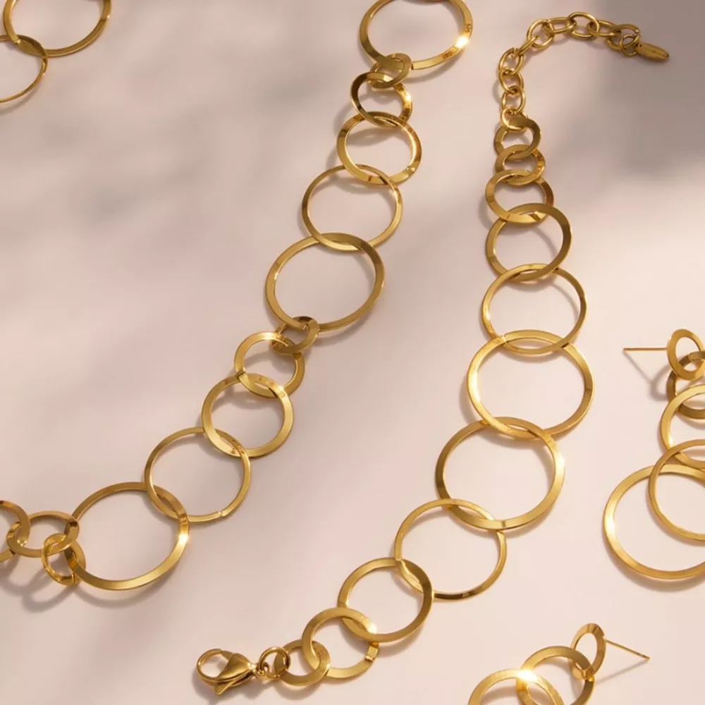 18K Gold-Plated Titanium Steel Round Bracelet, image 4