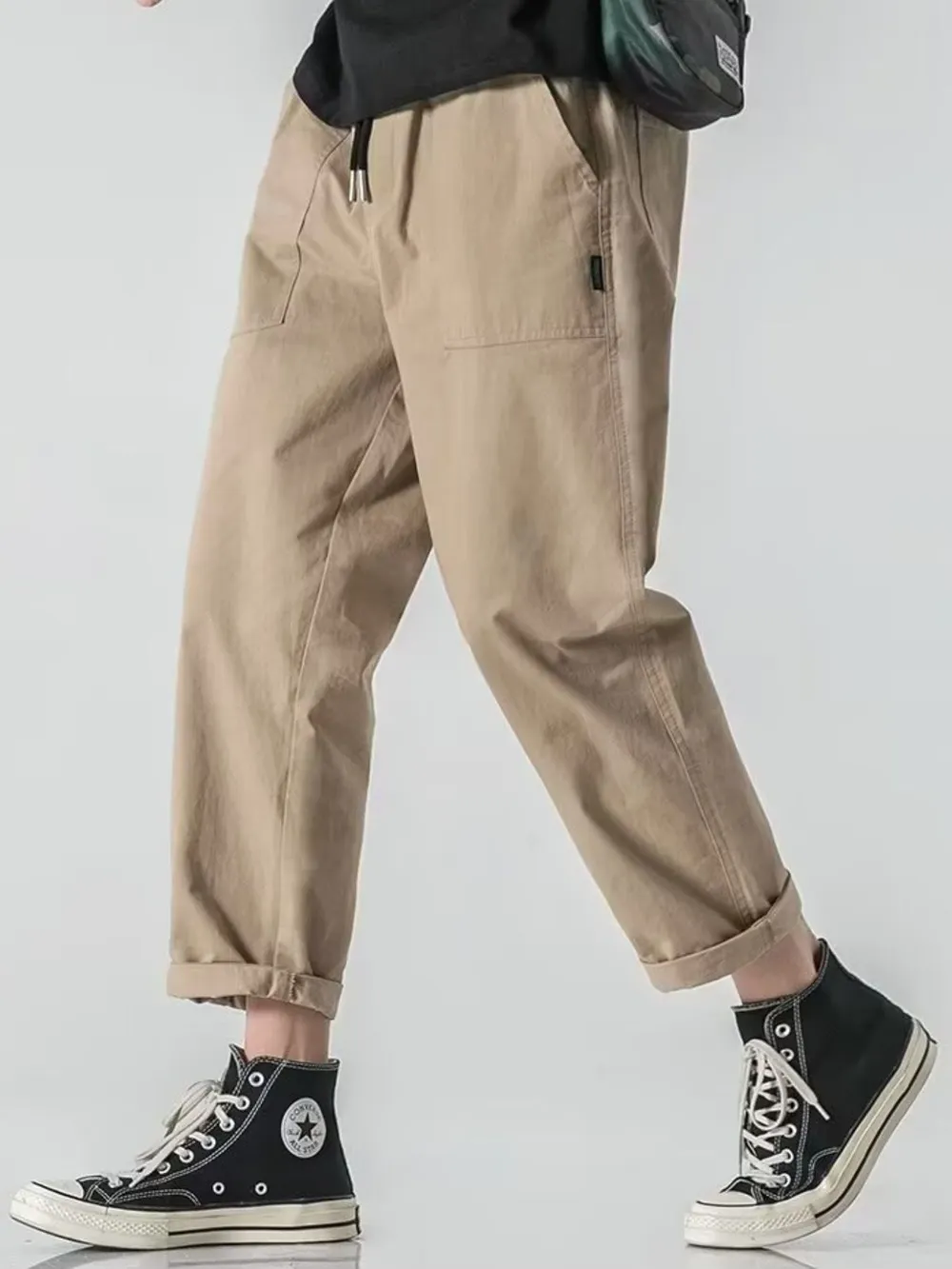Men's Plus Size Drawstring Wide Leg Pants, image 3