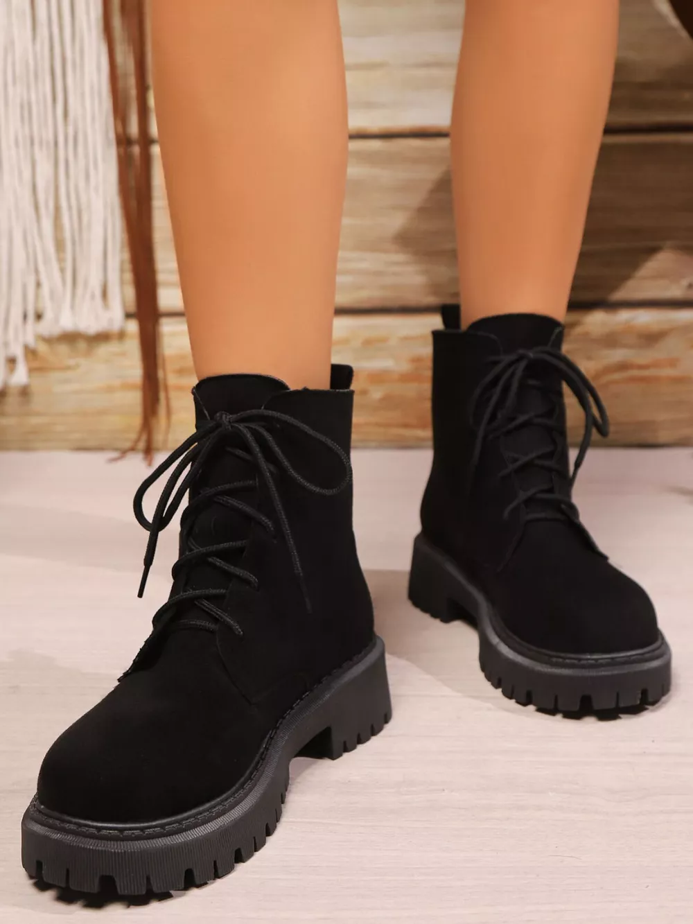 Lace Up Block Heels Boots, image 2