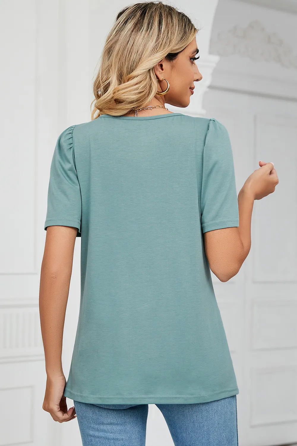 Square Neck Short Sleeve T-Shirt, image 3