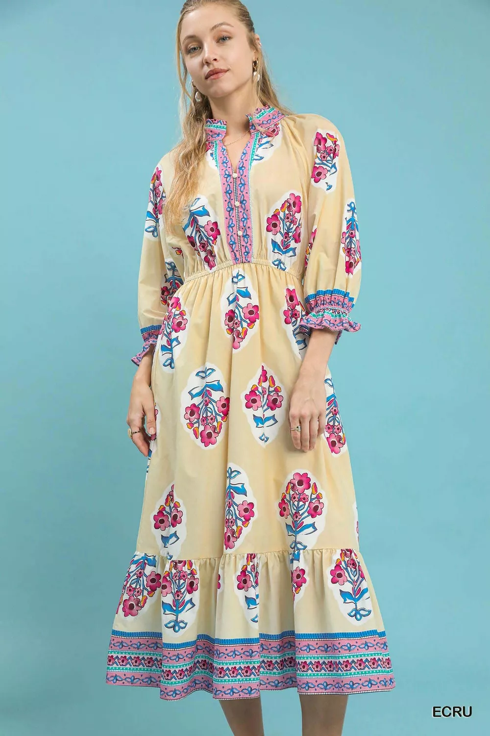 Flower Patch Border Print Midi Dress, image 2