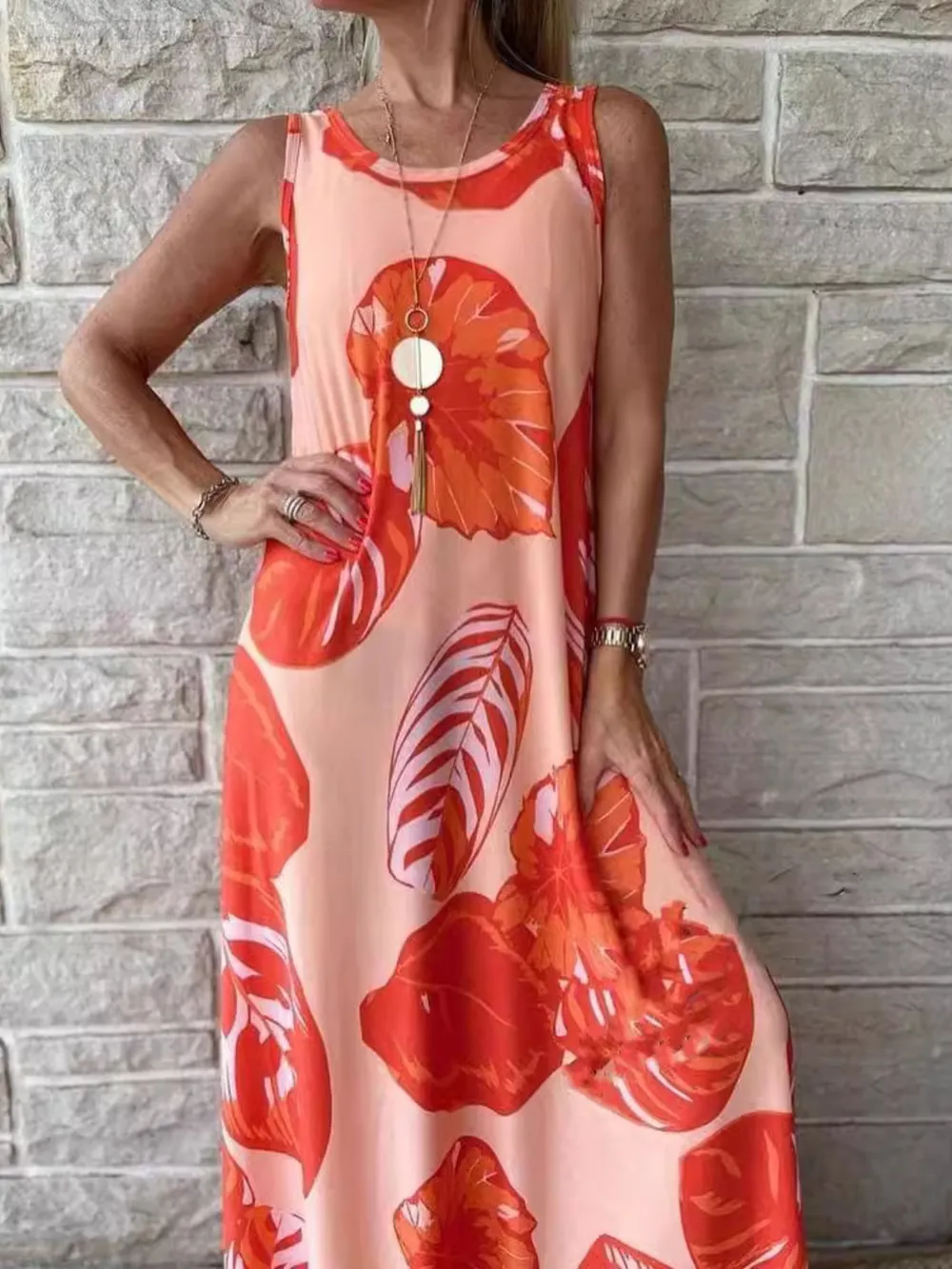 Printed Round Neck Mini Tank Dress, image 5