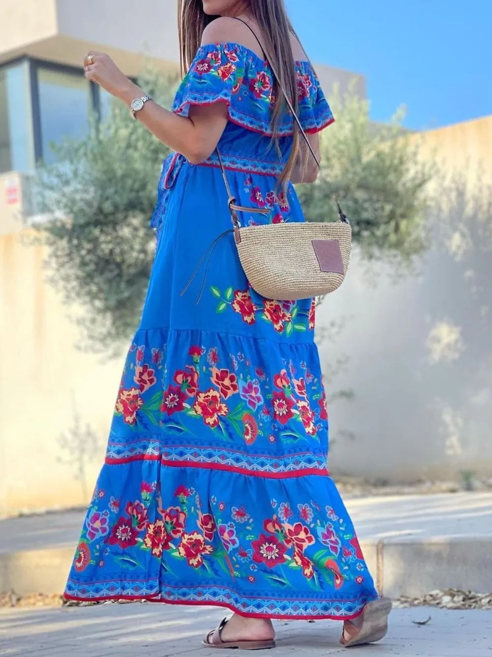 Floral Off Shoulder Ruffle Maxi Dress, image 3