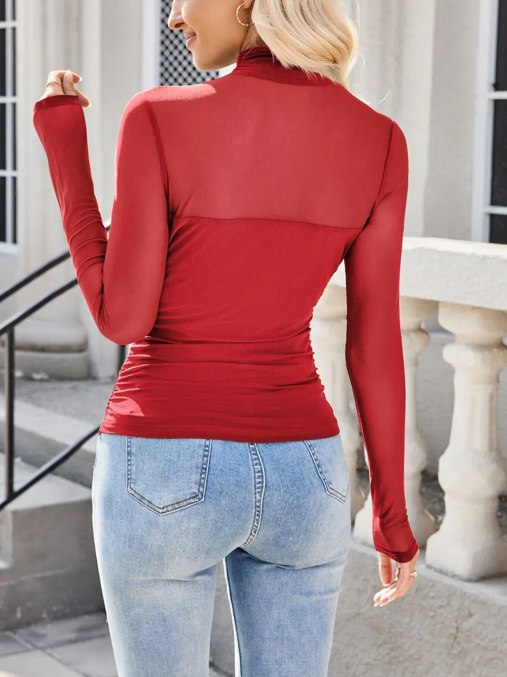 Mock Neck Long Sleeve Top, image 3