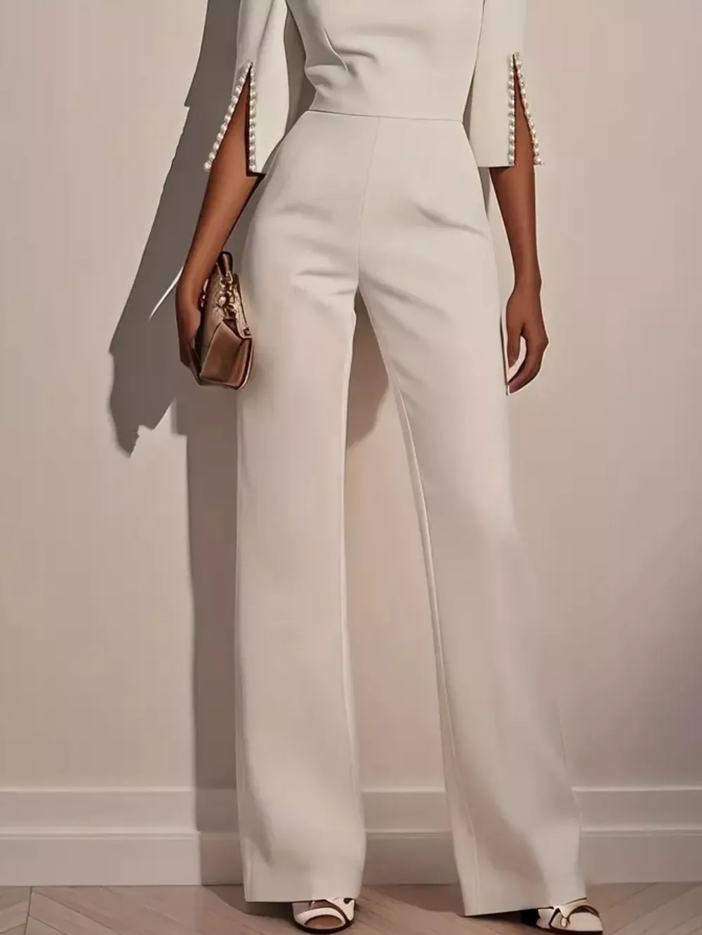Wide-Leg Jumpsuit with Slit Sleeve, image 2