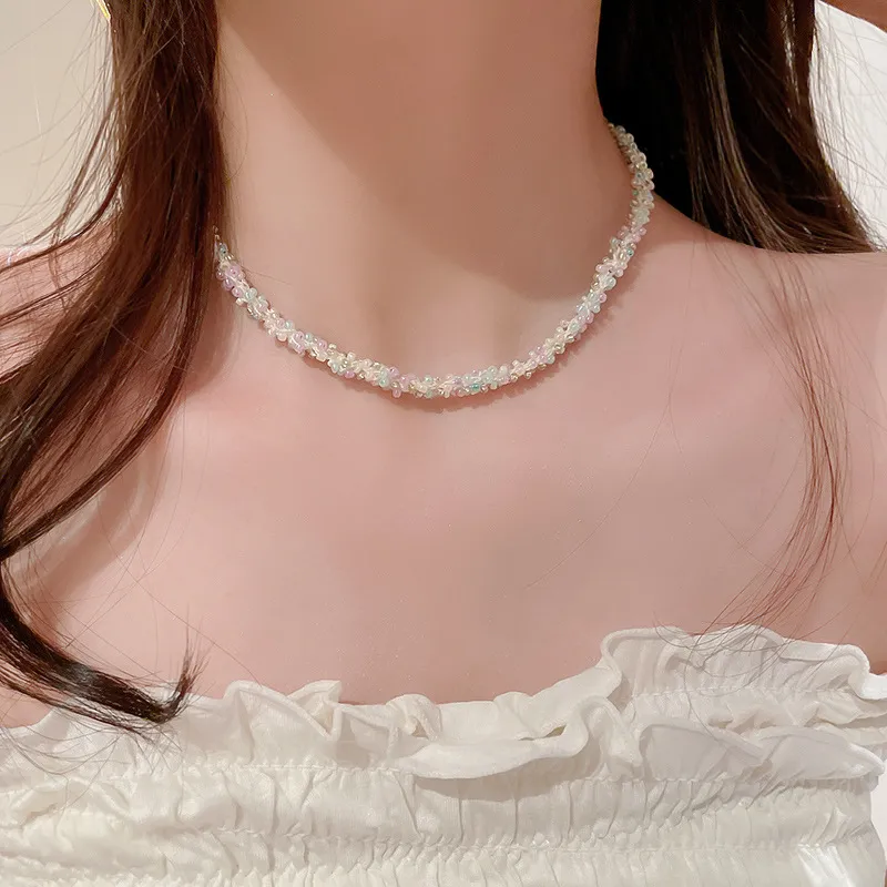 Titanium Steel Rice Bead Necklace, image 2