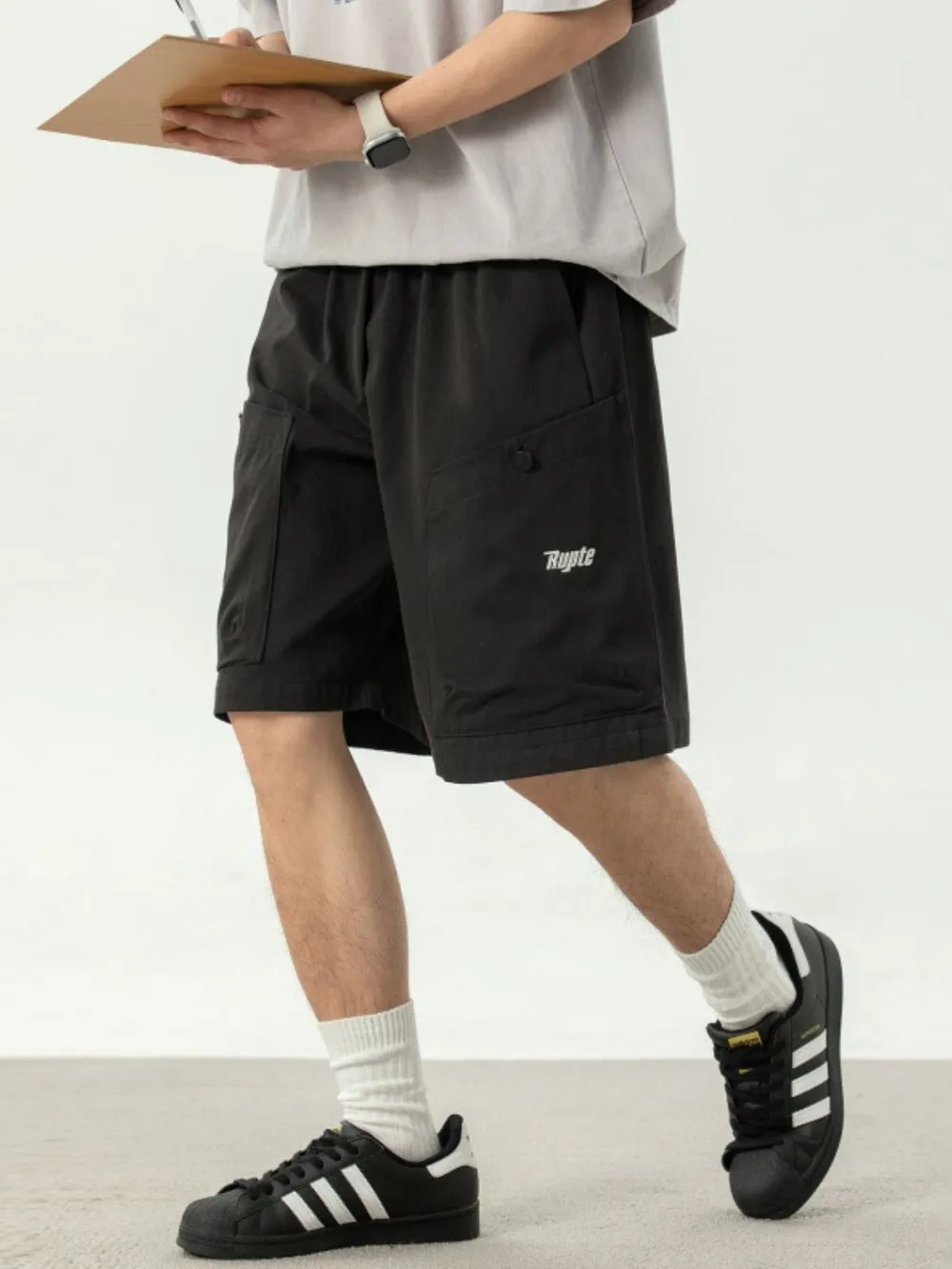 Men's Plus Size Drawstring Shorts with Pockets