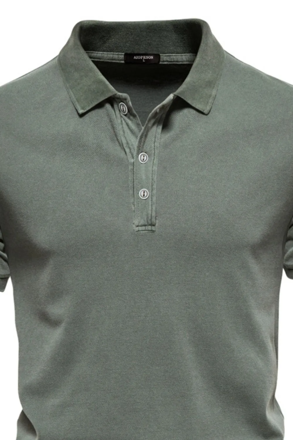 Men's Collared Neck Button Detail Short Sleeve Polo, image 4