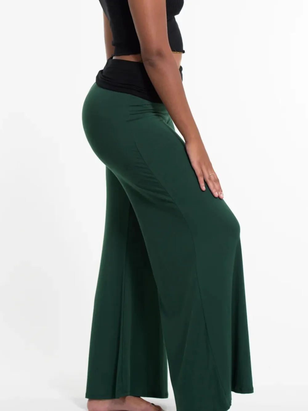 High Waisted Wide Leg Yoga Pants with Contrast Waistband, image 3