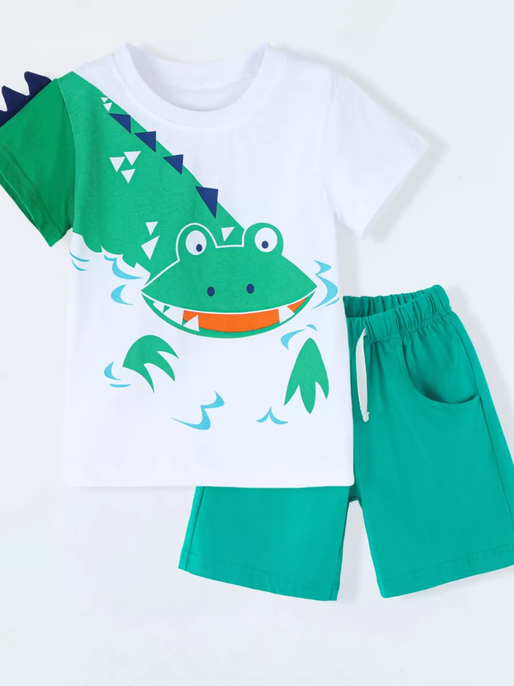 Children's Crocodile Print T-shirt and Shorts Set, image 2
