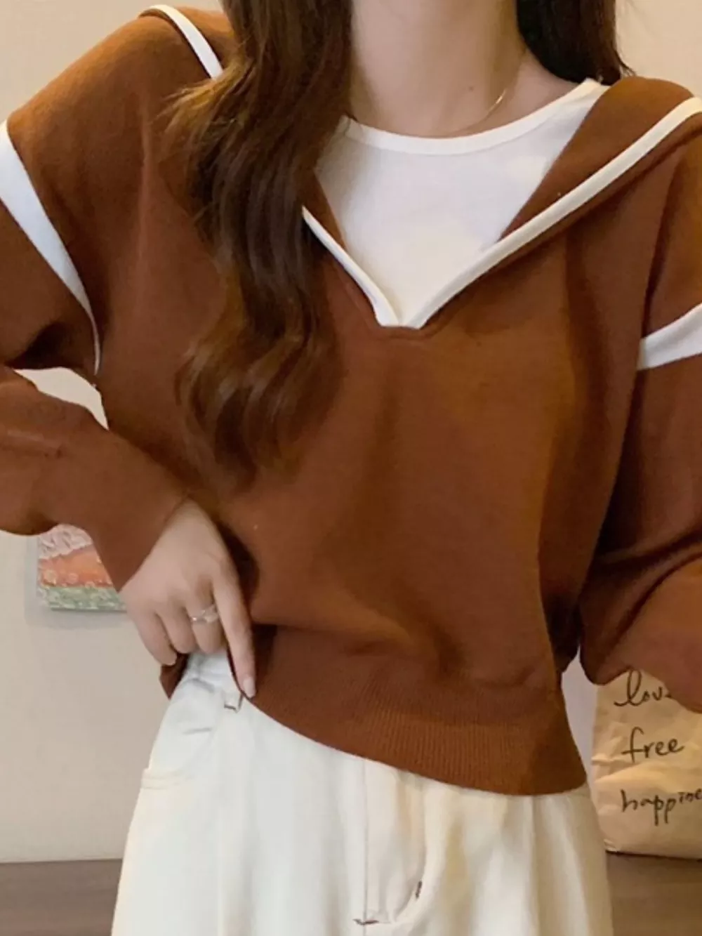 Contrast Trim Hooded Sweater, image 4