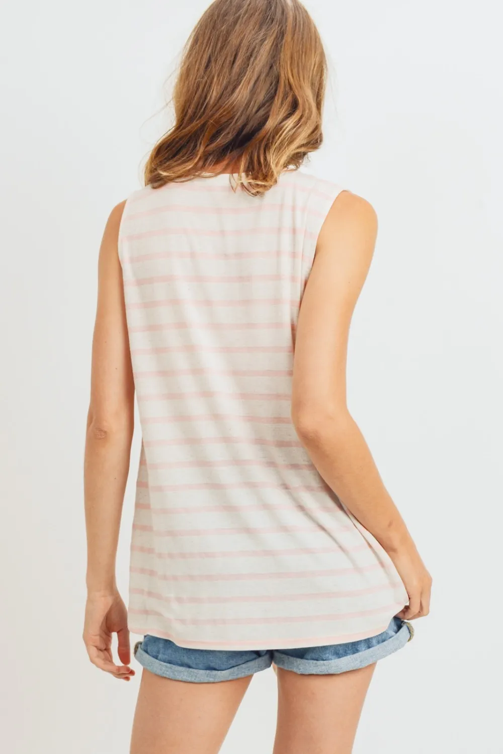 Cotton Bleu by Nu Label Sleeveless Front Tie Striped Top, image 2