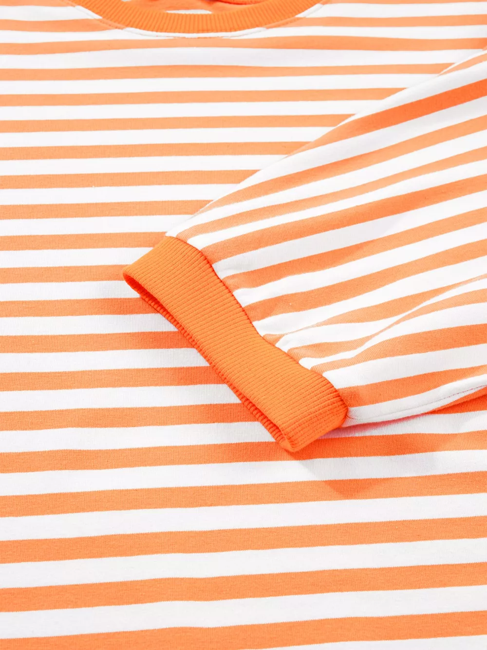 Stripe 3/4 Sleeve Exposed Seam Patchwork Pullover Top, image 2