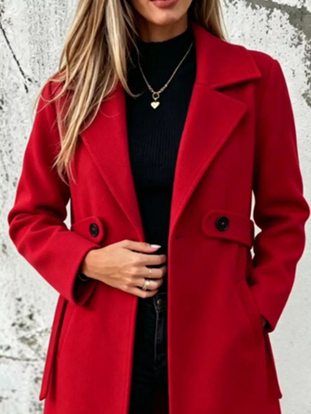 Full Size Lapel Collar Longline Overcoat Plus Size, image 16