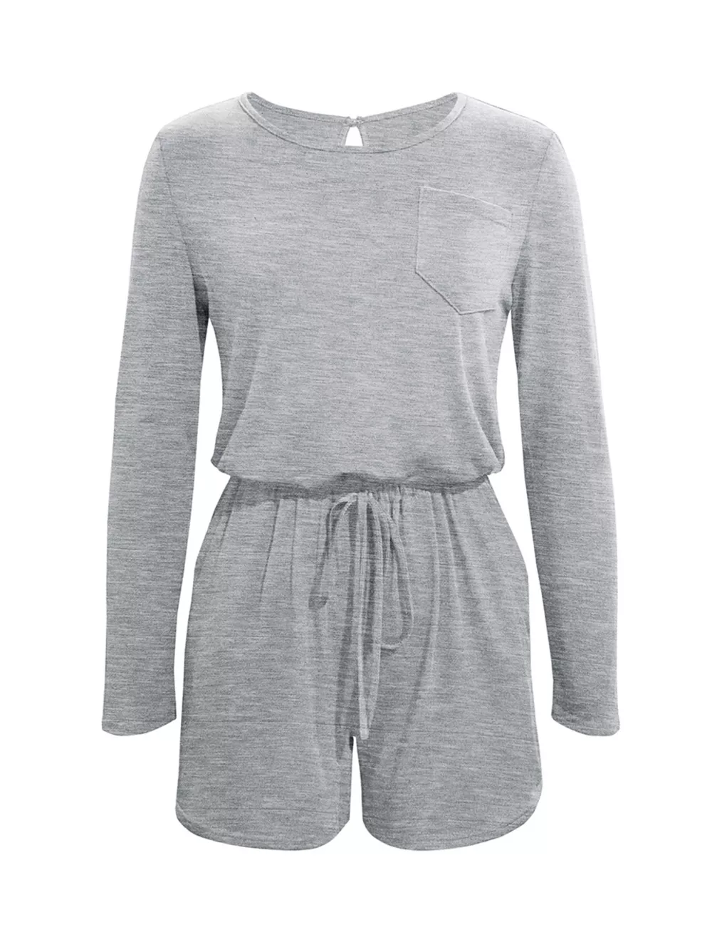 Long Sleeve Drawstring Romper, image 2