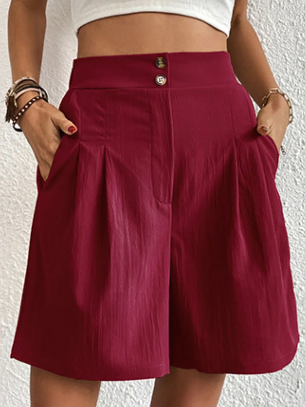 High-Waisted Pleated Shorts, image 10