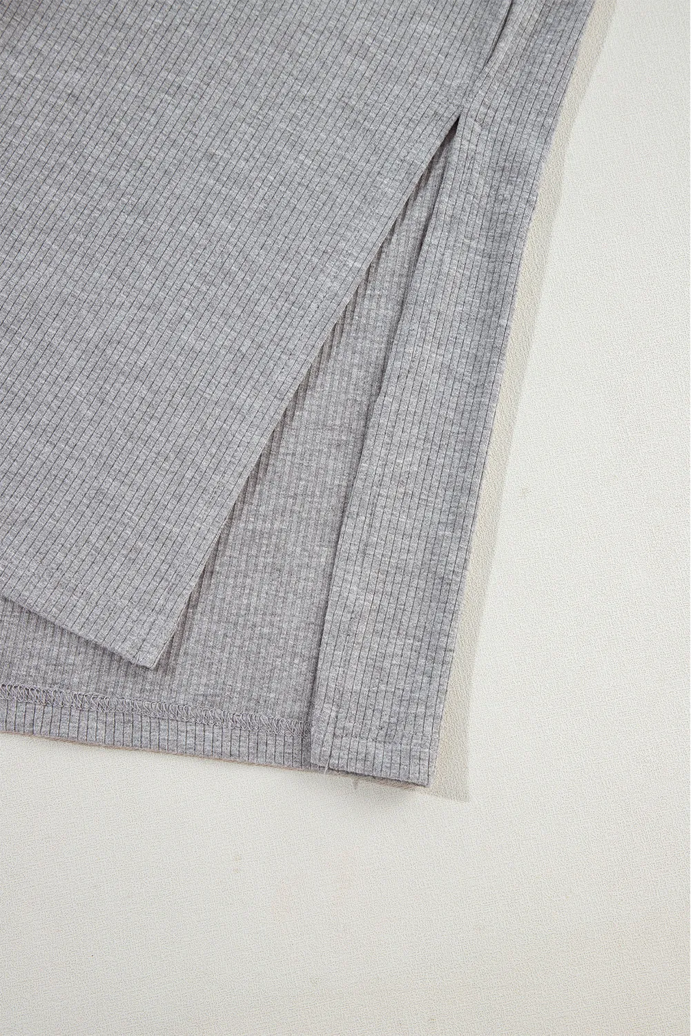 Slit Round Neck Top and Shorts Set, image 2