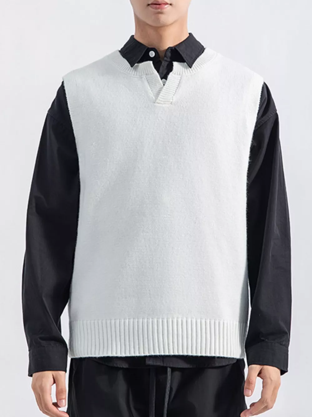 Men's Plus Size Ribbed Hem Sweater Vest, image 15