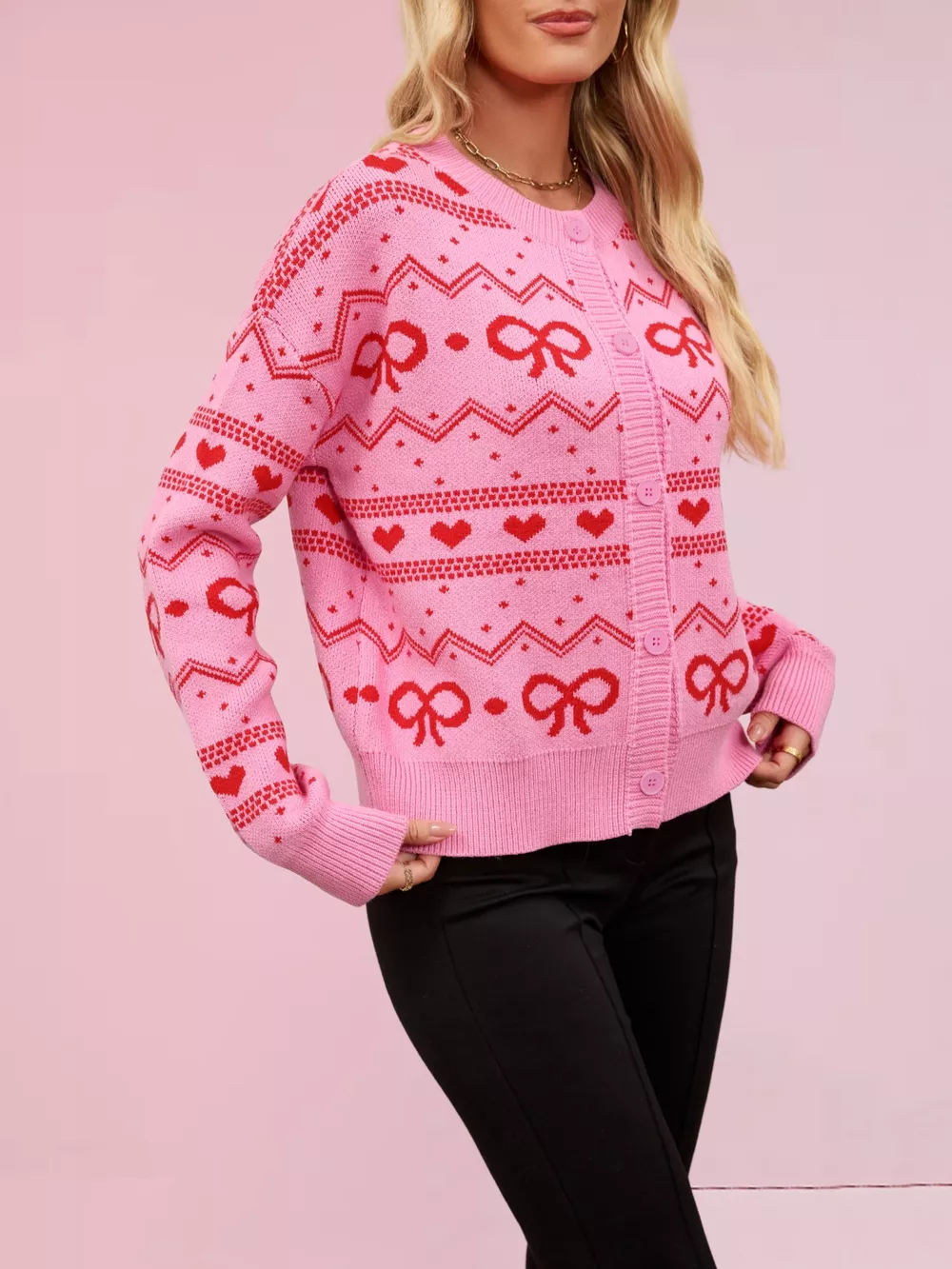 Bowknot Pattern Knit Cardigan, image 3
