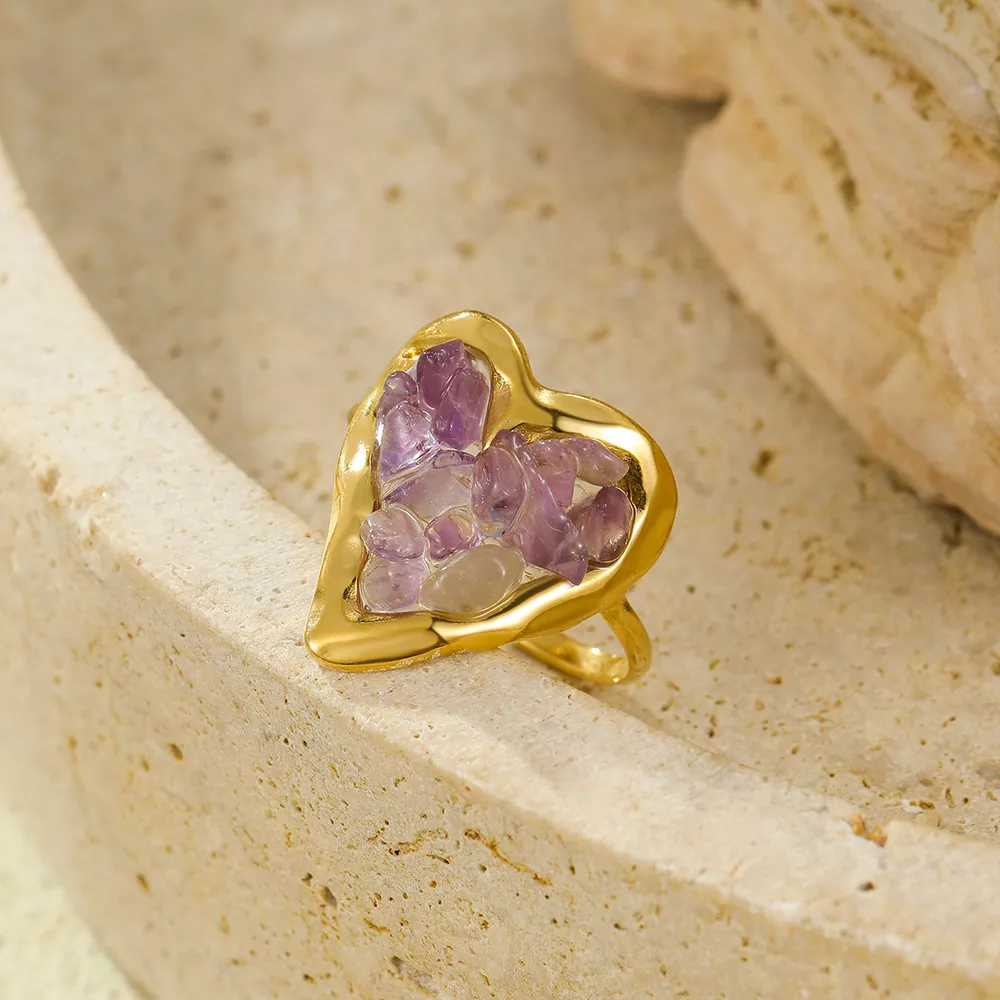18K Gold-Plated Heart-Shaped Ring, image 2