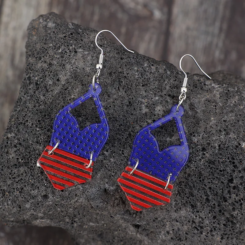 US Flag Pattern Acrylic Earrings, image 3
