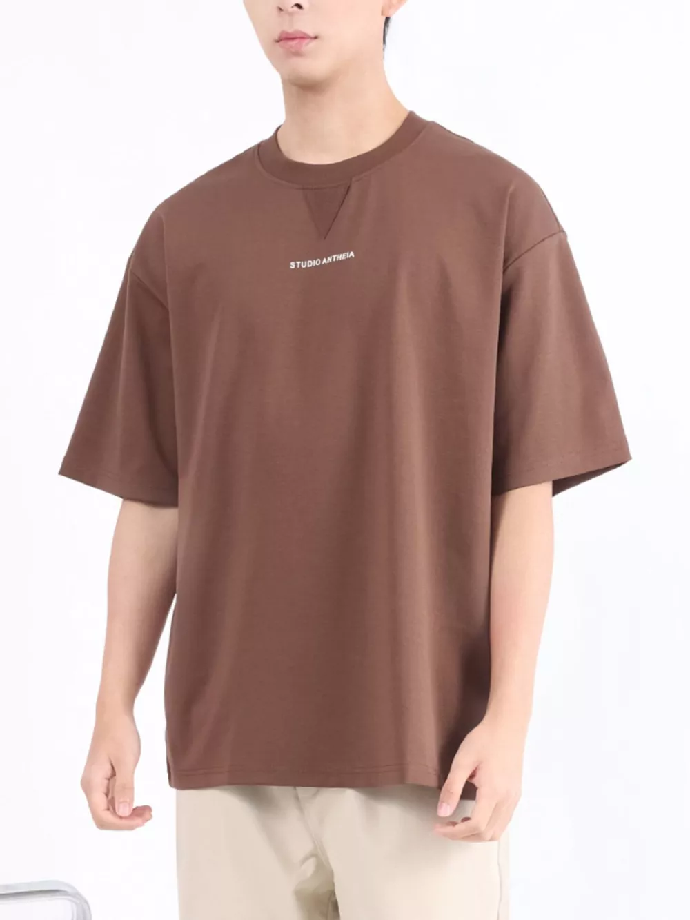 Men's Plus Size Letter Round Neck Oversized T-Shirt, image 2