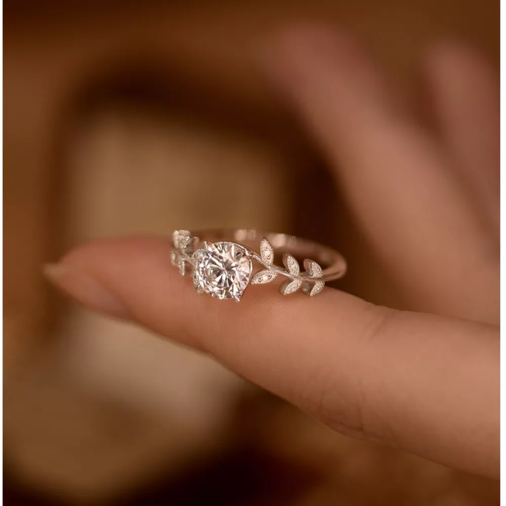 1 Carat Moissanite 925 Sterling Silver Leaf Ring, image 3