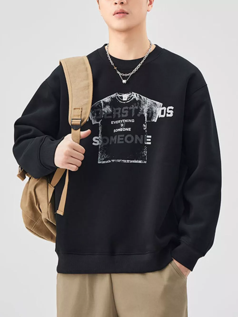 Men's Plus Size Graphic Crew Neck Sweatshirt