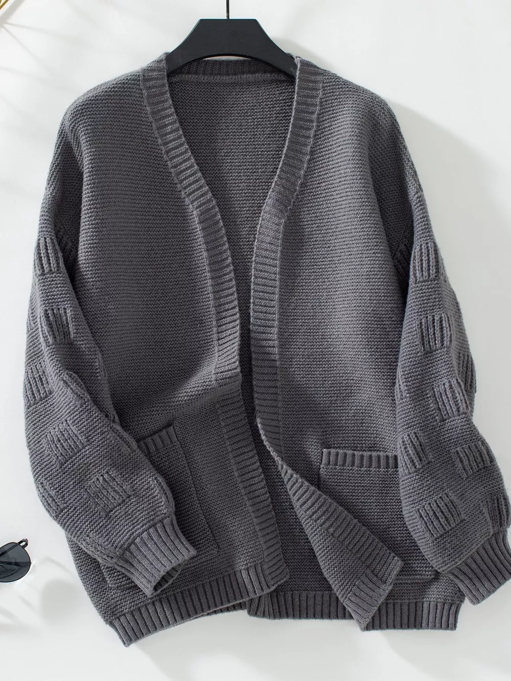 Textured Knit Open Front Cardigan, image 7
