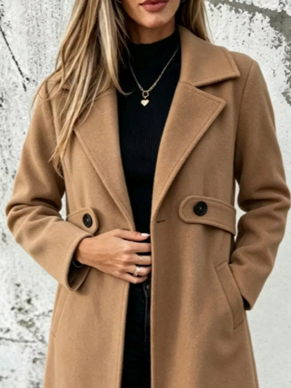 Full Size Lapel Collar Longline Overcoat Plus Size, image 12